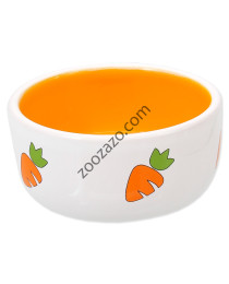Керамична купа с морковчета за храна или вода за Гризачи, 300 мл. - Rabbit Carrot