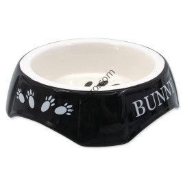 Керамична купа за храна или вода за Зайче, 15 х 4,5 см. - Bunny Black