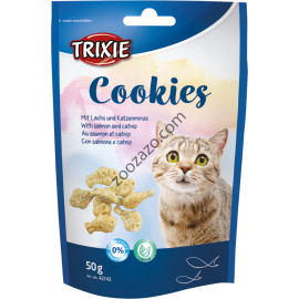 Лакомство - бисквитки със сьомга и коча билка за Котка 50 гр. - Trixie