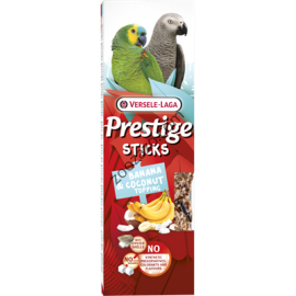 Стикове за големи папагали с банан и кокос, 2х70 гр. - Prestige Sticks Parrots Banana & Coconut topping