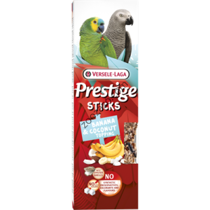 Стикове за големи папагали с банан и кокос, 2х70 гр. - Prestige Sticks Parrots Banana & Coconut topping
