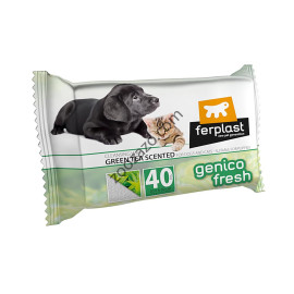 Влажни кърпички за почистване за Кучета и Котки. Зелен чай - 40 броя - Ferplast