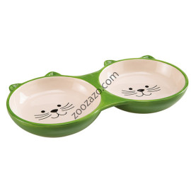 Ferplast Izar - двойна керамична купичка за храна и вода 21,5 x 12 / 2,5 cm - 0,23 L