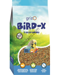 Храна за вълнисти папагали с плодове, бисквита и витамини, 1 кг. - BIRD-X Parakeet / Budgie Mix + Biscuits