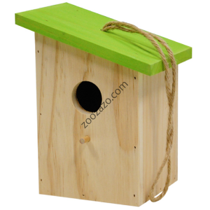 Дървена къщичка за диви Птици със зелен покрив 14,5 x 11 x 17,5 cм. - Benelux