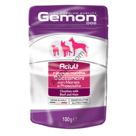 Пауч хапки DOG GEMON Adult - с говеждо и шунка за Кучета 100 гр. 
