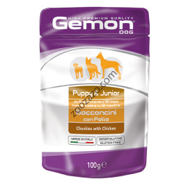 Пауч хапки DOG GEMON Junior - с пиле за подрастващи Кучета 100 гр. 