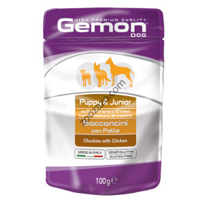 Пауч хапки DOG GEMON Junior - с пиле за подрастващи Кучета 100 гр. 