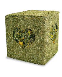 Кубче от сено с цветя за зайци и гризачи, 450 гр. - JR FARM Hay Cube with Flowers