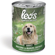 Консерва Dog LEOS Adult Beef - хапки за Кучета в зряла възраст с телешко и зеленчуци 415 гр.