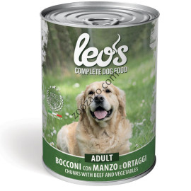 Консерва Dog LEOS Adult Beef - хапки за Кучета в зряла възраст с телешко и зеленчуци 415 гр.