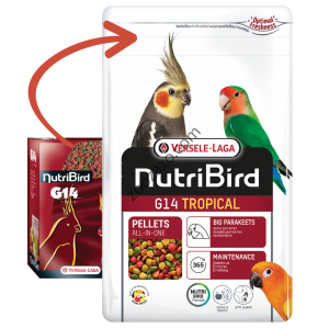  NUTRIBIRD G14 Tropical - пълноценна екструдирана храна за средни папагали 1 кг. 