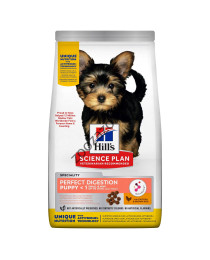 Hill's Science Plan Perfect Digestion Small&Mini Puppy - Суха храна с пилешко и кафяв ориз за кученца от дребни и мини породи 6 кг.