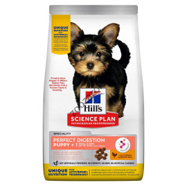 Hill's Science Plan Perfect Digestion Small&Mini Puppy - Суха храна с пилешко и кафяв ориз за кученца от дребни и мини породи 6 кг.