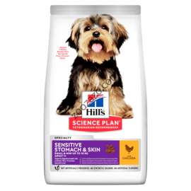 Hill's Science Plan Small&Mini Sensitive Stomach&Skin Adult храна с пилешко за добро храносмилане 1.5 кг.