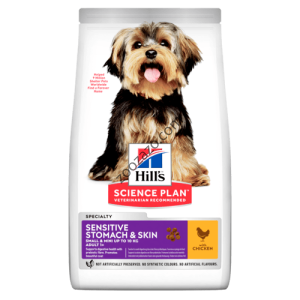 Hill's Science Plan Small&Mini Sensitive Stomach&Skin Adult храна с пилешко за добро храносмилане 1.5 кг.