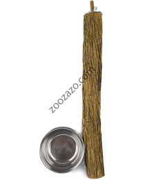 Дървена кацалка с хранилка за птици, 33 х Ø 1,2 см. - TOYZO Sekelbos Perch + Feeder